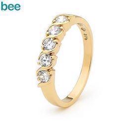Image of Guld alliance ring med 5 zirkonia